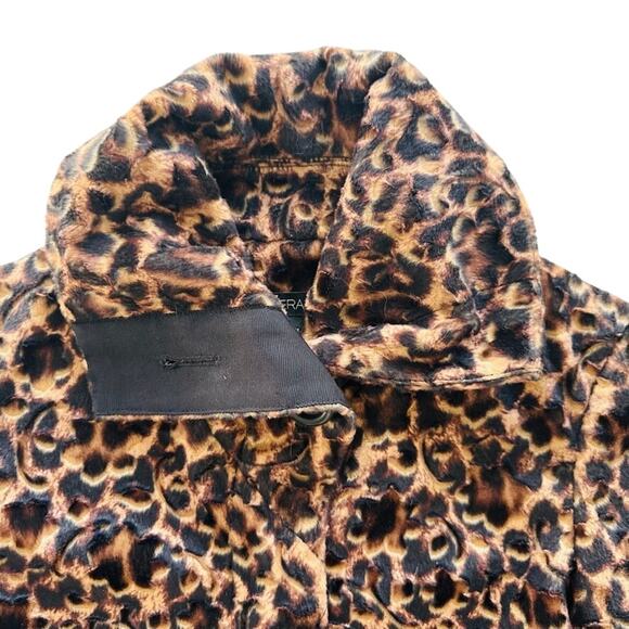 Etcetera Ladies Leopard Short Jacket Size Small Brown Black Faux Fur Texture - Picture 3 of 7